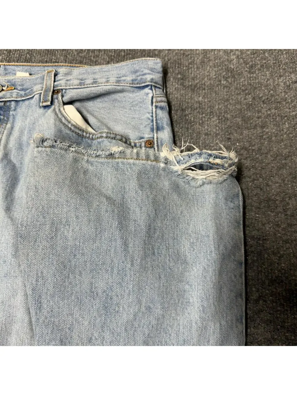 Levis 501 Jeans Mens 36x34 Blue Denim Pants Button Fly Light Faded Washed Out